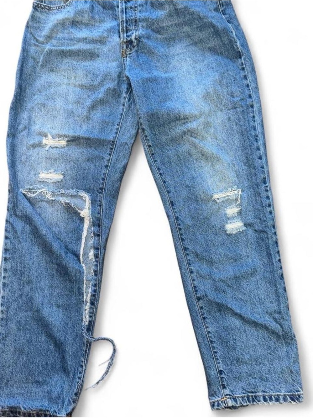 Forever 21 Light Blue Relaxed Fit Ripped Jeans